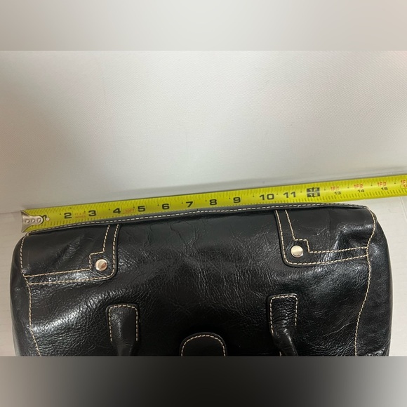 Franco Sarto Women's Black Leather Buckle Snap Double Strap Shoulder Bag - Picture 8 of 12